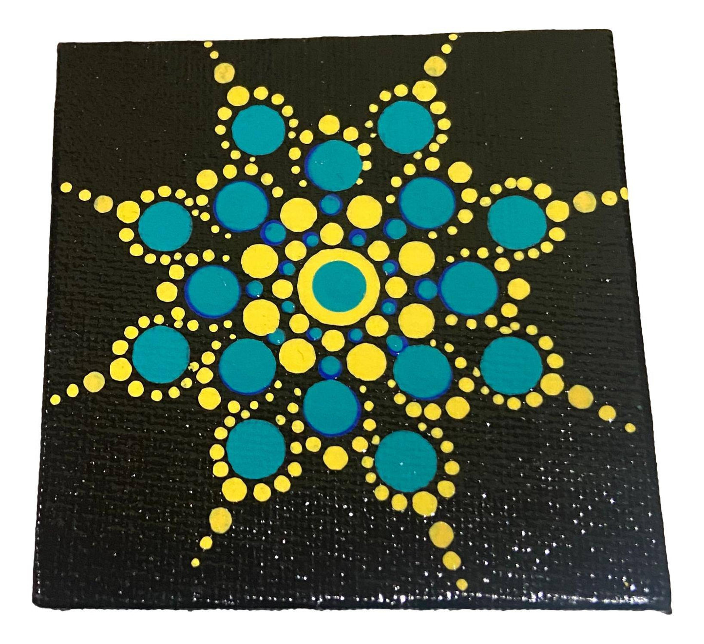 Magnet Black Canvas Mandela Dot Art Handmade