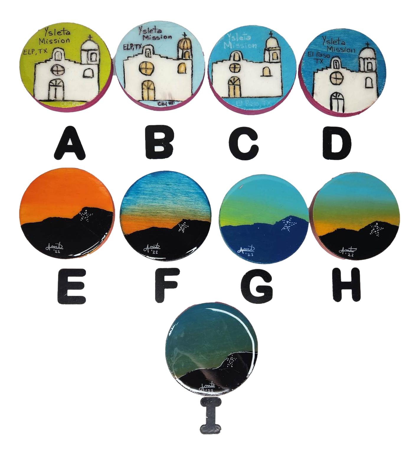 Magnets El Paso Scenes Ysleta Mission Square And Round Wood