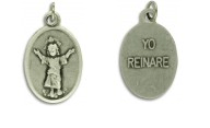 Medal Divino Nino Yo Reinare Medal Pray for Us Italian Double-Sided Silver Oxidized Metal Alloy 1 inch - Ysleta Mission Gift Shop- VOTED El Paso's Best Gift Shop
