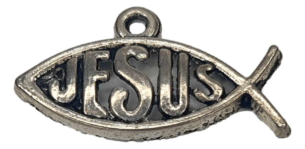 Medal Fish Jesus Metal Alloy 1 inch - Ysleta Mission Gift Shop- VOTED El Paso's Best Gift Shop
