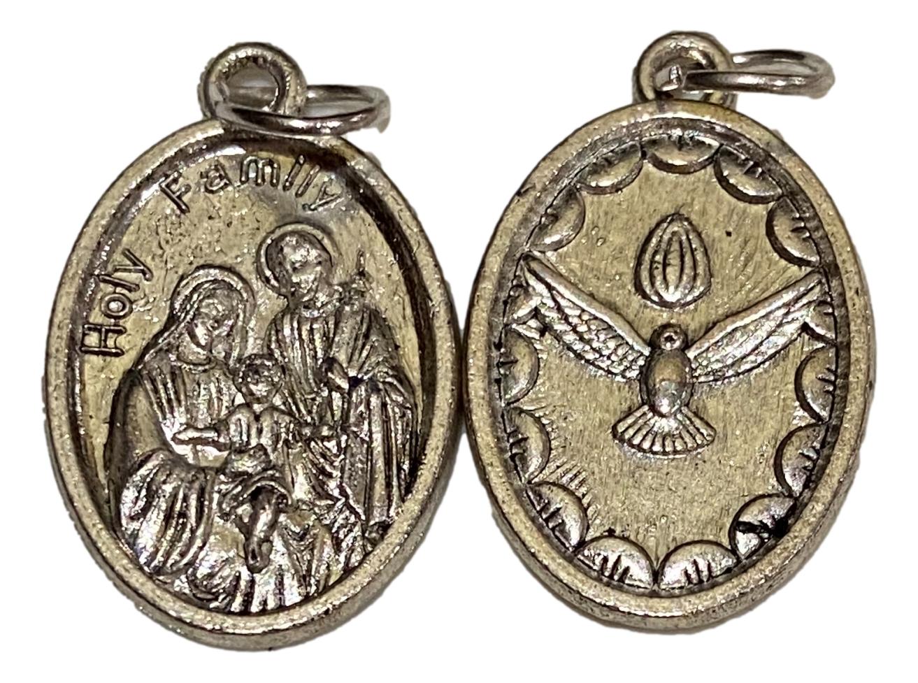 Medal Holy Family Italian Double-Sided Silver Oxidized Metal Alloy 1 inch - Ysleta Mission Gift Shop- VOTED El Paso's Best Gift Shop