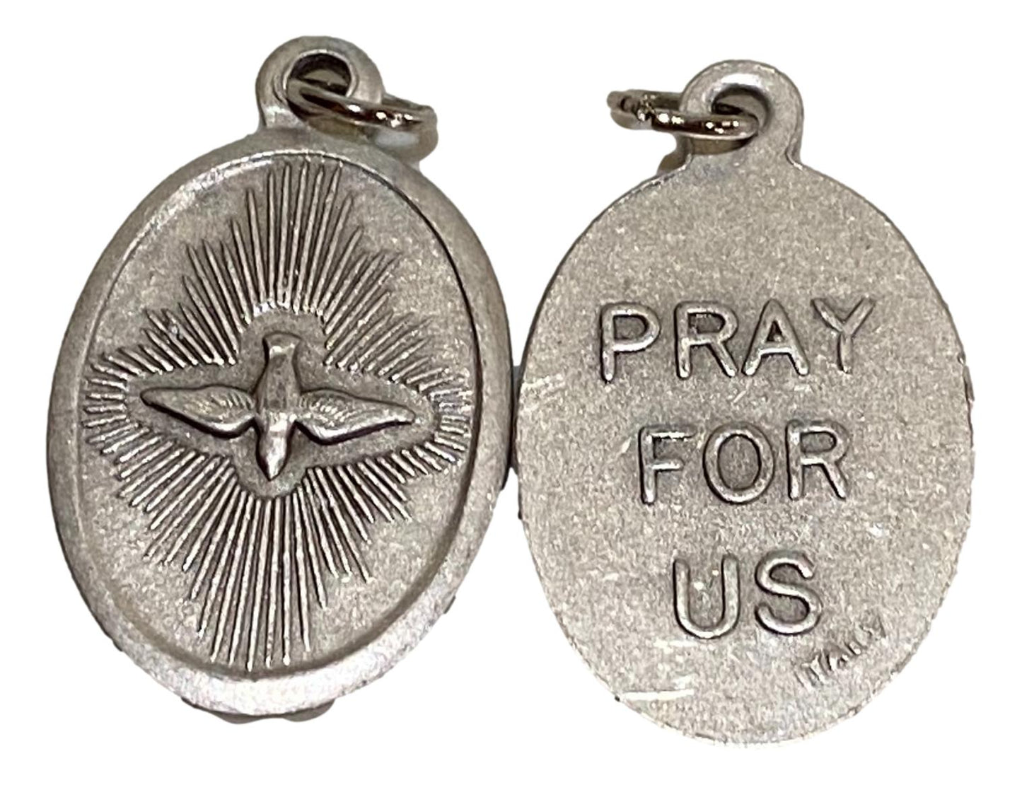 Medal Holy Spirit Pray For Us Italian Double-Sided Silver Oxidized Metal Alloy 1 inch - Ysleta Mission Gift Shop- VOTED El Paso's Best Gift Shop