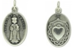 Medal Infant Of Prague Sacred Heart of Jesus Italian Double-Sided Silver Oxidized Metal Alloy 1 inch 7/8 Inches - Ysleta Mission Gift Shop- VOTED El Paso's Best Gift Shop