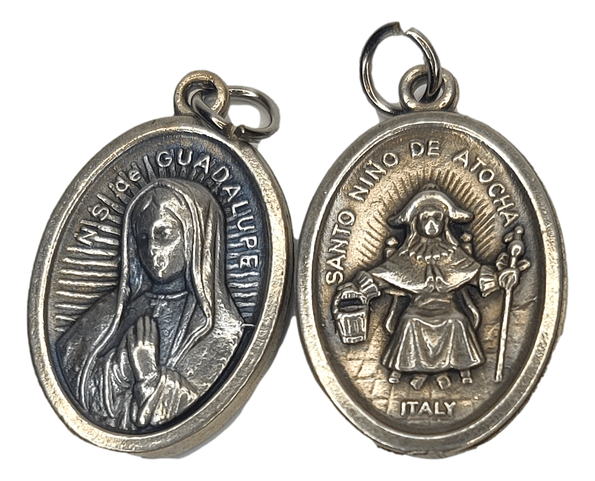 Medal N S De Guadalupe / Santo Nino De Atocha Oval Double Sided Metal Alloy 1 inch - Ysleta Mission Gift Shop- VOTED El Paso's Best Gift Shop