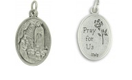 Medal Our Lady of Lourdes Pray for Us Italian Double-Sided Silver Oxidized Metal Alloy 1 inch - Ysleta Mission Gift Shop- VOTED El Paso's Best Gift Shop