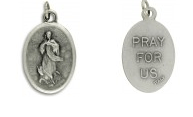 Medal Our Lady of the Assumption Pray for Us Italian Double-Sided Silver Oxidized Metal Alloy 1 inch - Ysleta Mission Gift Shop- VOTED El Paso's Best Gift Shop