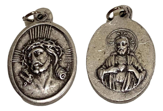 Saint Medal Sacred Heart Of Jesus And Jesus Crown Of Thorns - Ysleta Mission Gift Shop