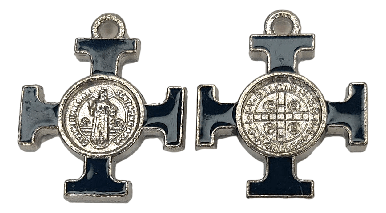 Medal Saint Benedict Square Cross Back Double Sided Metal Alloy 1 inch - Ysleta Mission Gift Shop- VOTED El Paso's Best Gift Shop