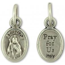Medal Saint Jude Patron Saint of Desperate Cases and Lost Causes Italian Double-Sided Silver Oxidized Metal Alloy 1/2 inch - Ysleta Mission Gift Shop- VOTED El Paso's Best Gift Shop