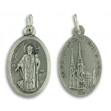 Medal Saint Patrick Cathedral Italian Double-Sided Silver Oxidized Metal Alloy 7/8 Inches - Ysleta Mission Gift Shop- VOTED El Paso's Best Gift Shop