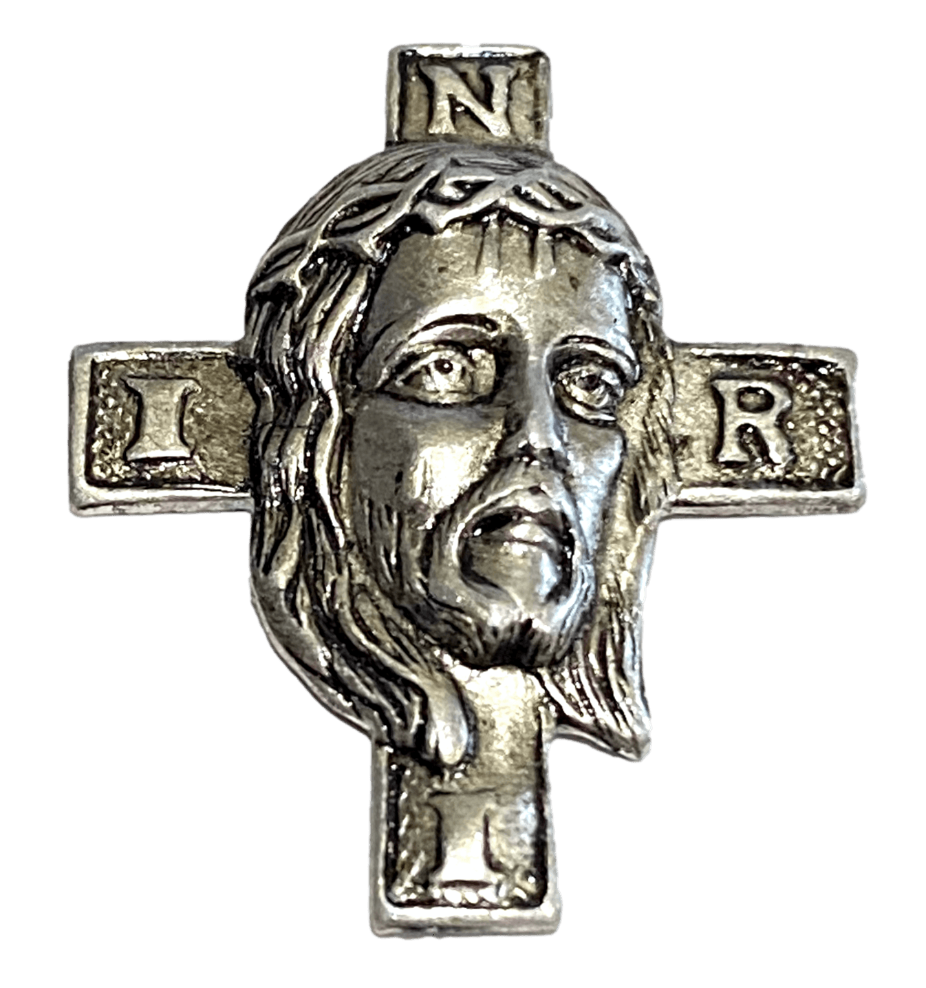 Non-Hanging Sorrowful Jesus INRI Cross Italy 1 1/8 L x 1 W inches - Ysleta Mission Gift Shop- VOTED El Paso's Best Gift Shop