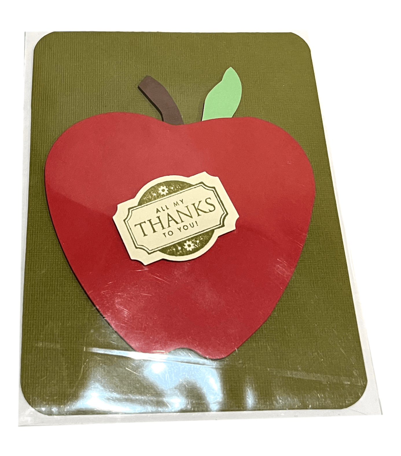 Note Card Teacher's Appreciation Red Apple Handcrafted