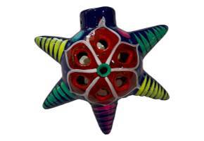 Ornament Ceramic 5 Point Star Handcrafted By Skilled Mexican Artisans - Ysleta Mission Gift Shop