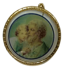 Ornament Gold Frame Resin Saint Joseph and the Child 2.9 inches - Ysleta Mission Gift Shop- VOTED El Paso's Best Gift Shop
