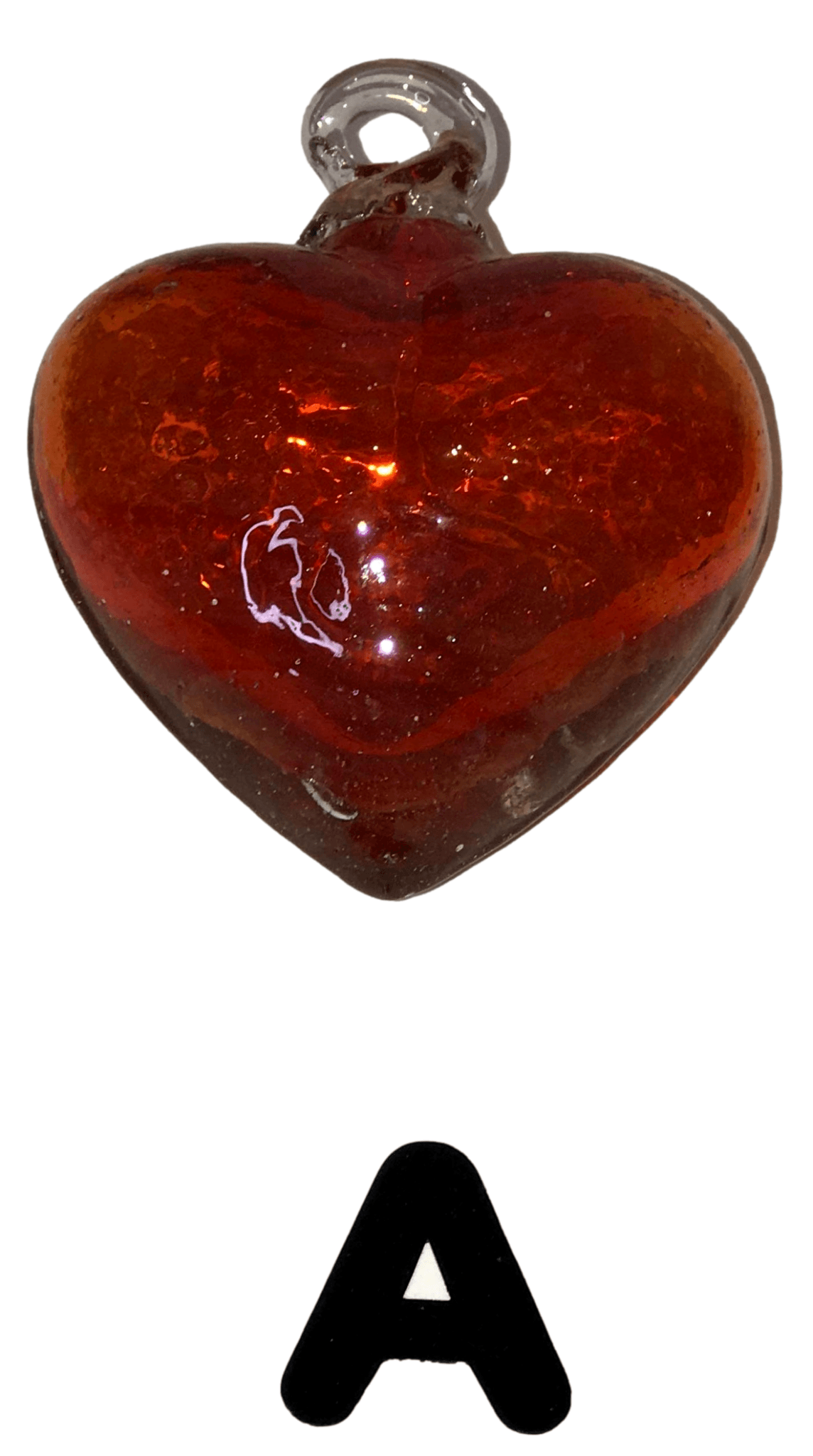 Ornament Handblown Glass Heart Red Orange Handcrafted in Mexico L: 3 inches X W: 3 inches - Ysleta Mission Gift Shop- VOTED 2022 El Paso's Best Gift Shop