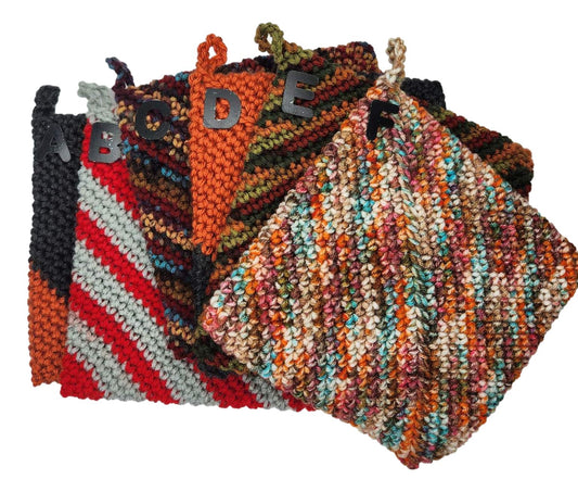Pot Holder Knit Single Multi-Color Handwoven