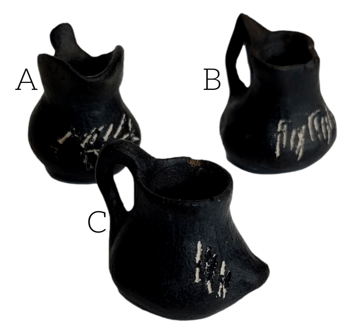 Pottery Miniatures Water Pitchers Black Clay Handcrafted in Oaxaca Mexico