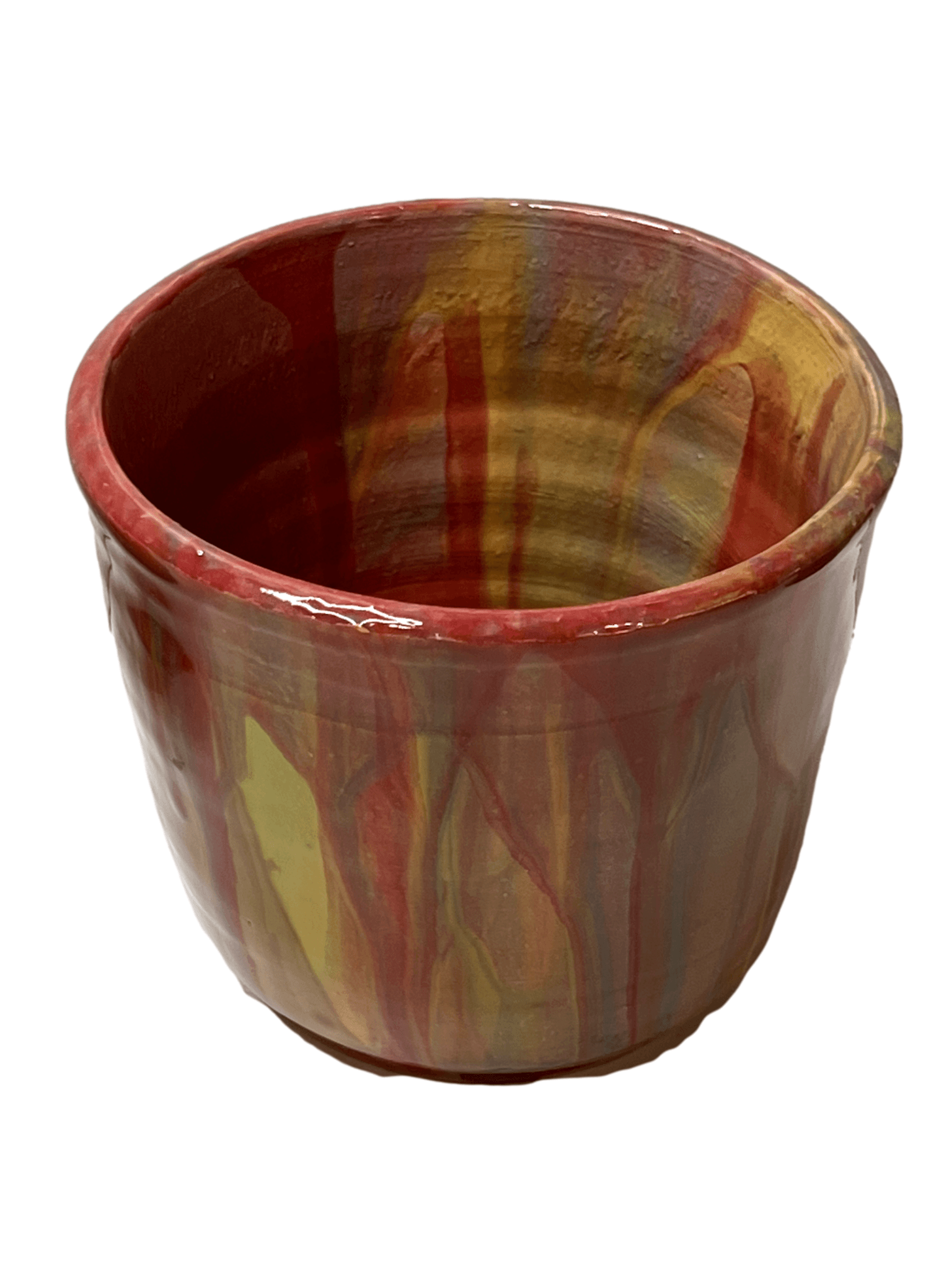 Pottery Planter Pot Wheel Thrown Clay Creatively Glazed Handcrafted By New Mexico Artist H: 4 inches X W: 4 inches X D: 3.5 inches - Ysleta Mission Gift Shop- VOTED El Paso's Best Gift Shop