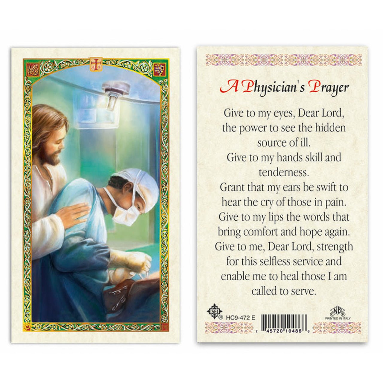 Prayer Card A Physician's Prayer Laminated HC9-472E - Ysleta Mission Gift Shop- VOTED El Paso's Best Gift Shop