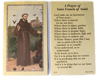 Prayer Card A Prayer Of Saint Francis Of Assisi No Laminated BC361 - Ysleta Mission Gift Shop- VOTED El Paso's Best Gift Shop