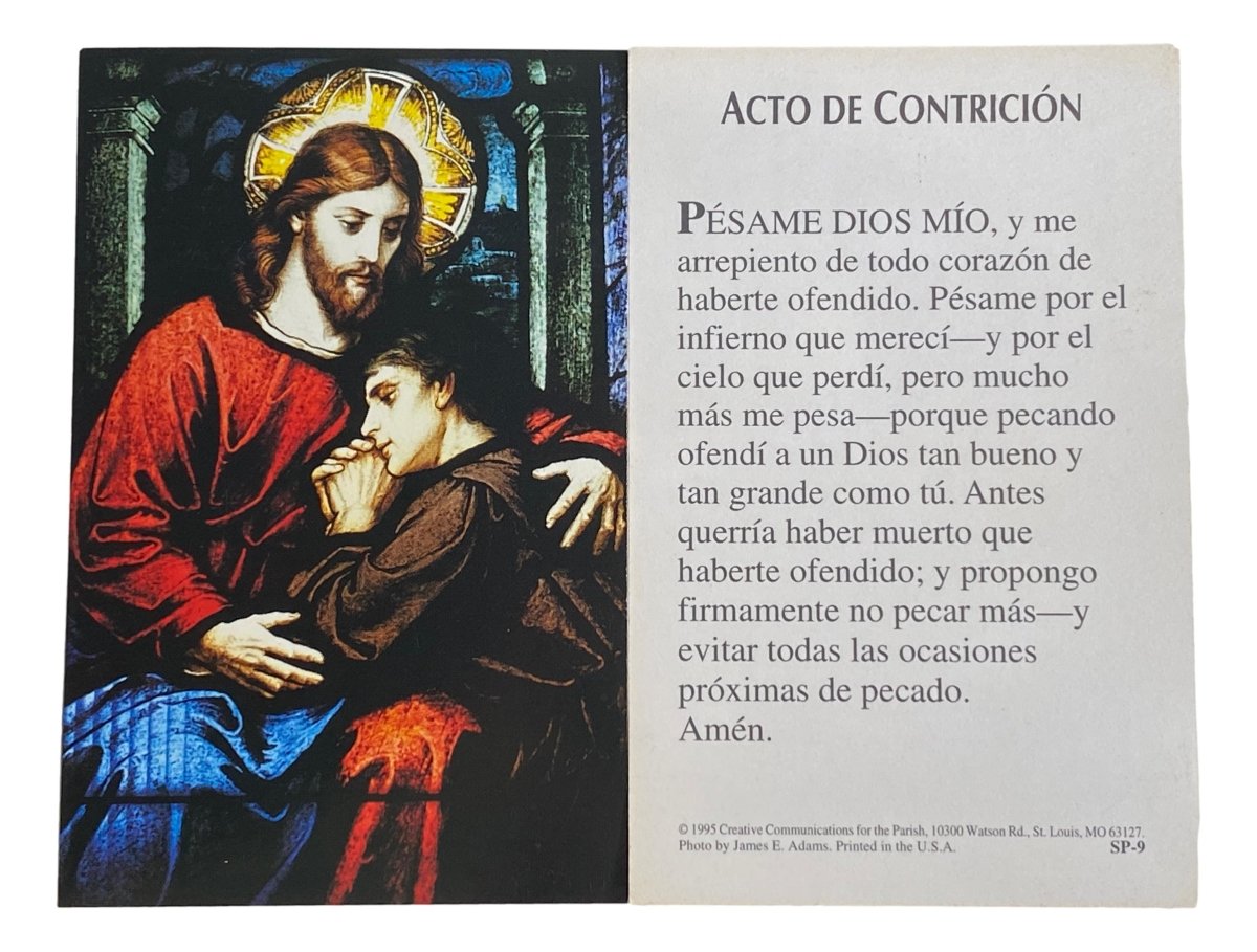 Prayer Card Acto De Contricion - Ysleta Mission Gift Shop