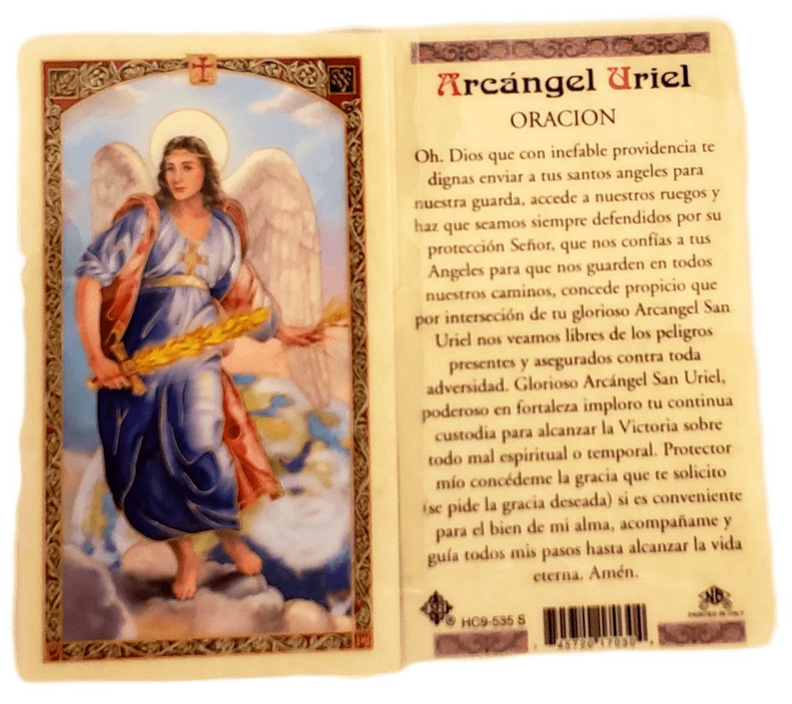 Prayer Card Arcangel Uriel Oracion SPANISH Laminated HC9-535S - Ysleta Mission Gift Shop- VOTED El Paso's Best Gift Shop