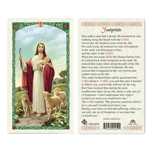 Prayer Card Footprints Laminated HC9-091E - Ysleta Mission Gift Shop- VOTED El Paso's Best Gift Shop