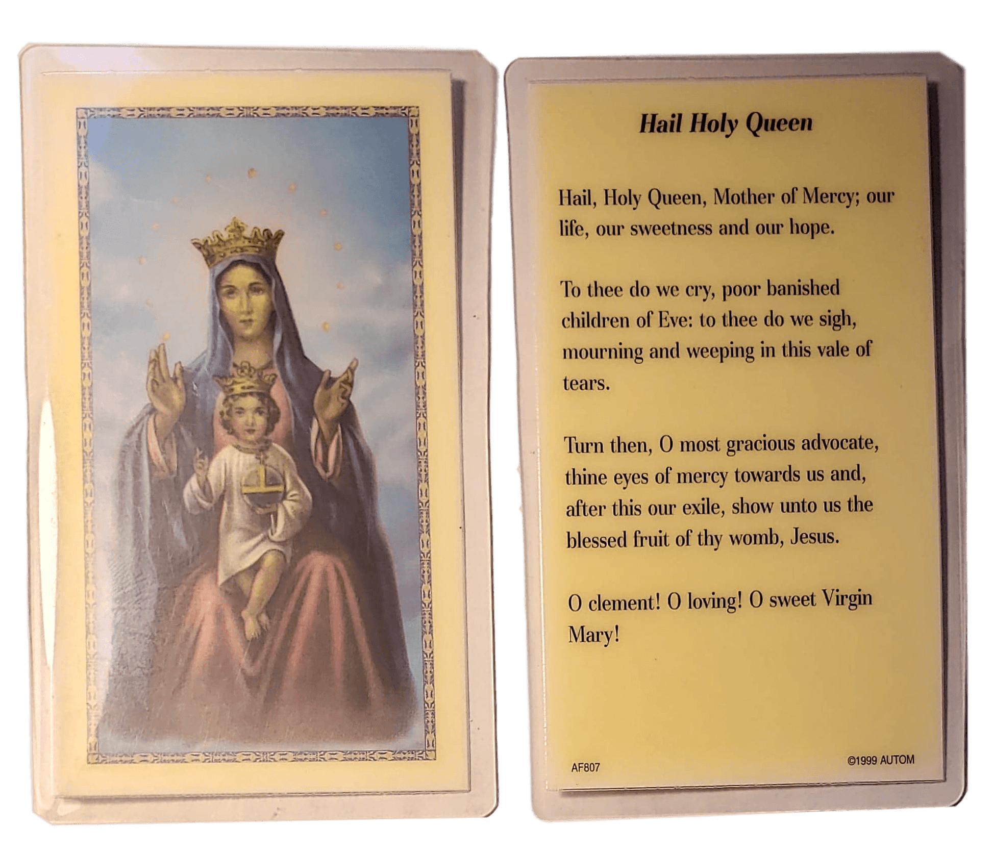 Prayer Card Hail Holy Queen Laminated AF807 - Ysleta Mission Gift Shop- VOTED El Paso's Best Gift Shop