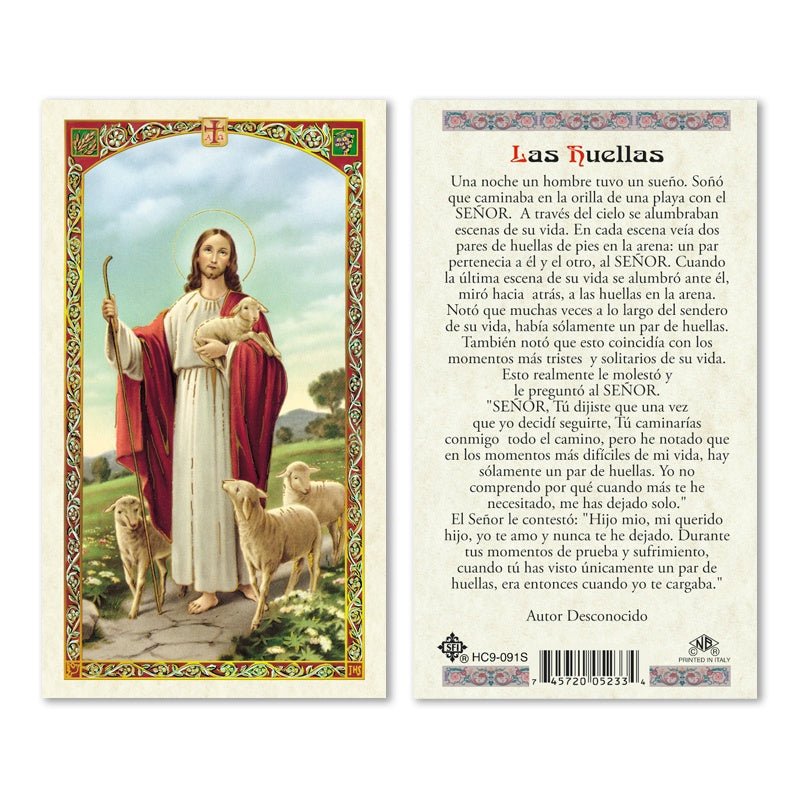 Prayer Card Jesus Las Huellas Laminated HC9-091S - Ysleta Mission Gift Shop- VOTED El Paso's Best Gift Shop