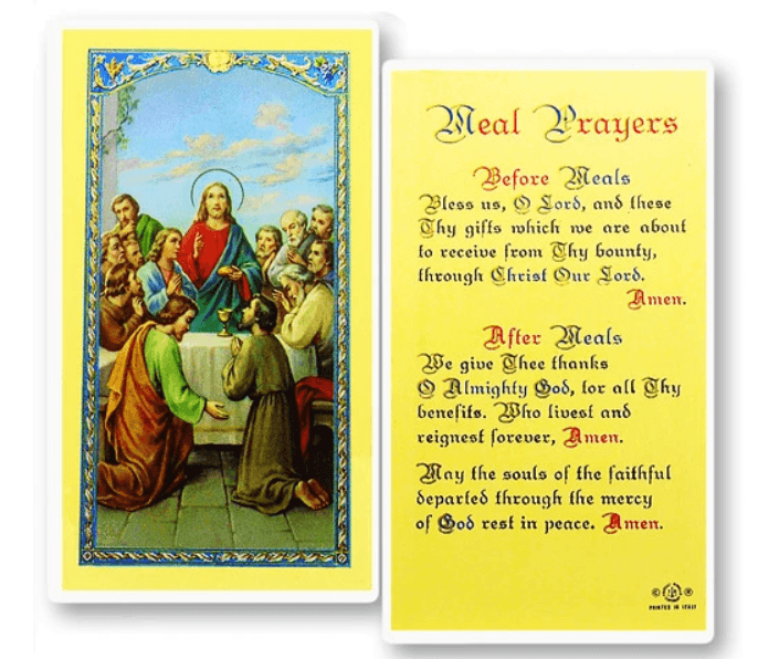Prayer Card Meal Prayers Before Meals Laminated 800-007 - Ysleta Mission Gift Shop- VOTED El Paso's Best Gift Shop