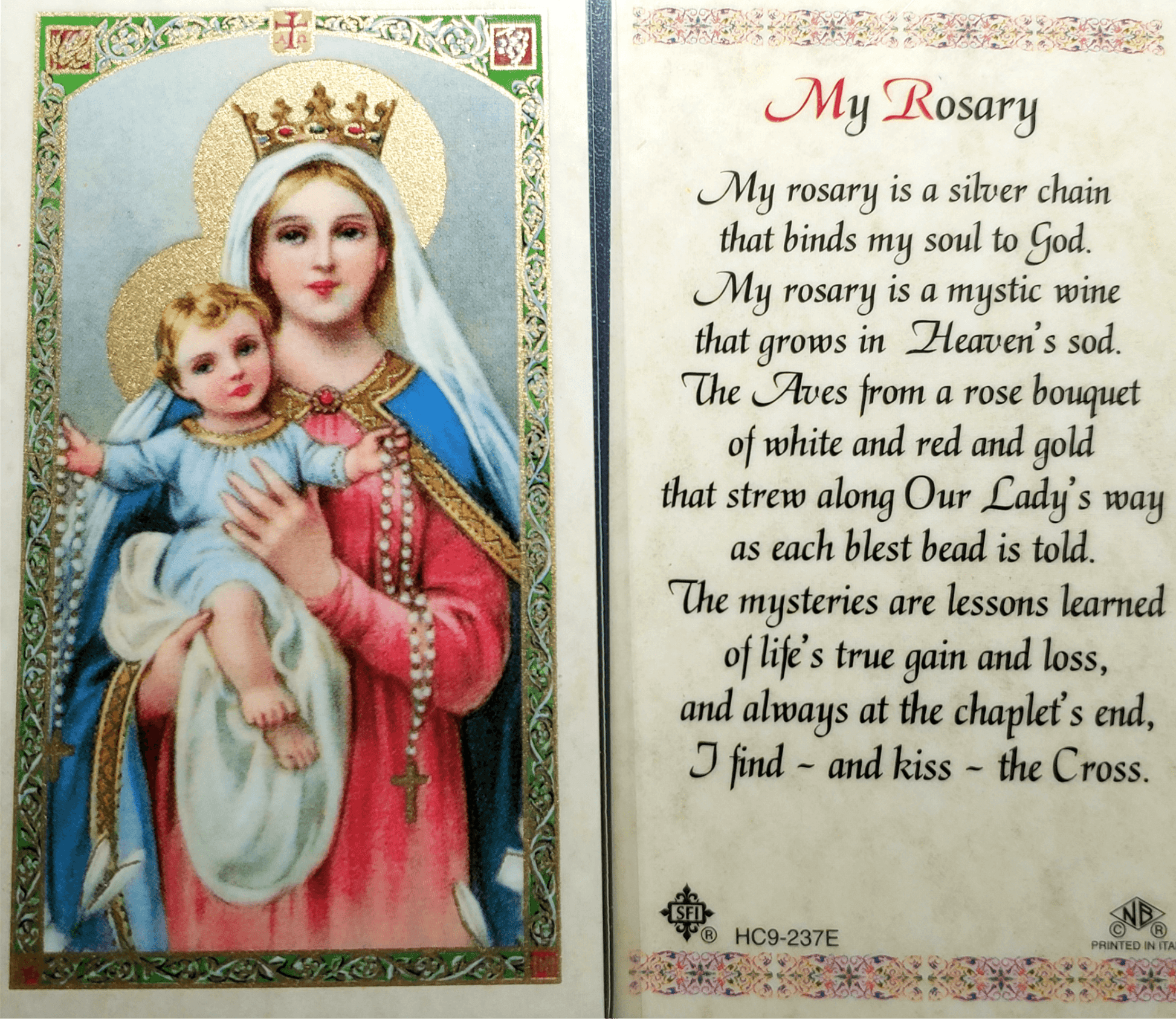 Prayer Card My Rosary Laminated HC9-237E - Ysleta Mission Gift Shop- VOTED El Paso's Best Gift Shop