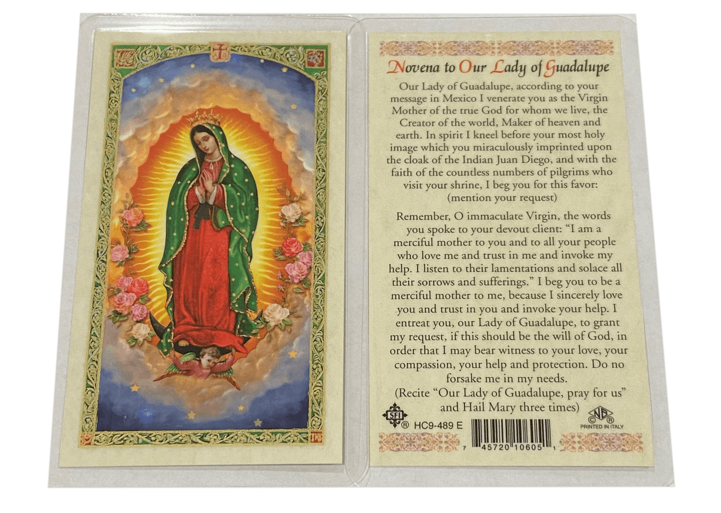 Prayer Card Novena to Our Lady of Guadalupe HC9-489E Laminated English - Ysleta Mission Gift Shop- VOTED El Paso's Best Gift Shop