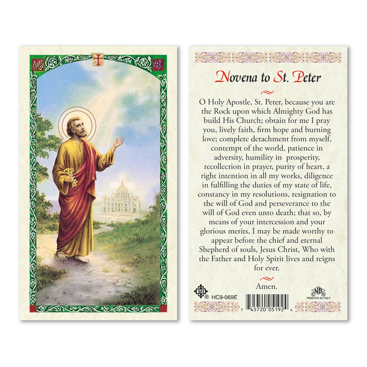Prayer Card Novena To Saint Peter Laminated HC9-069E - Ysleta Mission Gift Shop- VOTED El Paso's Best Gift Shop