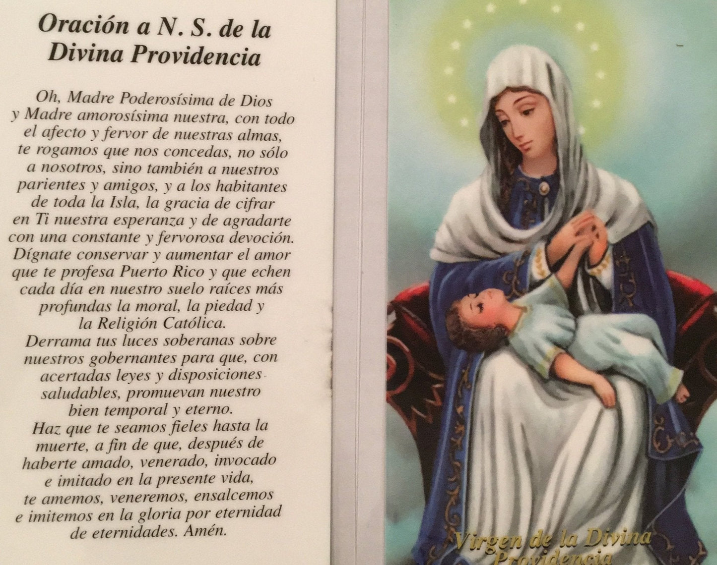 Prayer Card Oracion A Nuestra Senora De La Divina Providencia SPANISH Laminated HC-PR-SP - Ysleta Mission Gift Shop- VOTED El Paso's Best Gift Shop