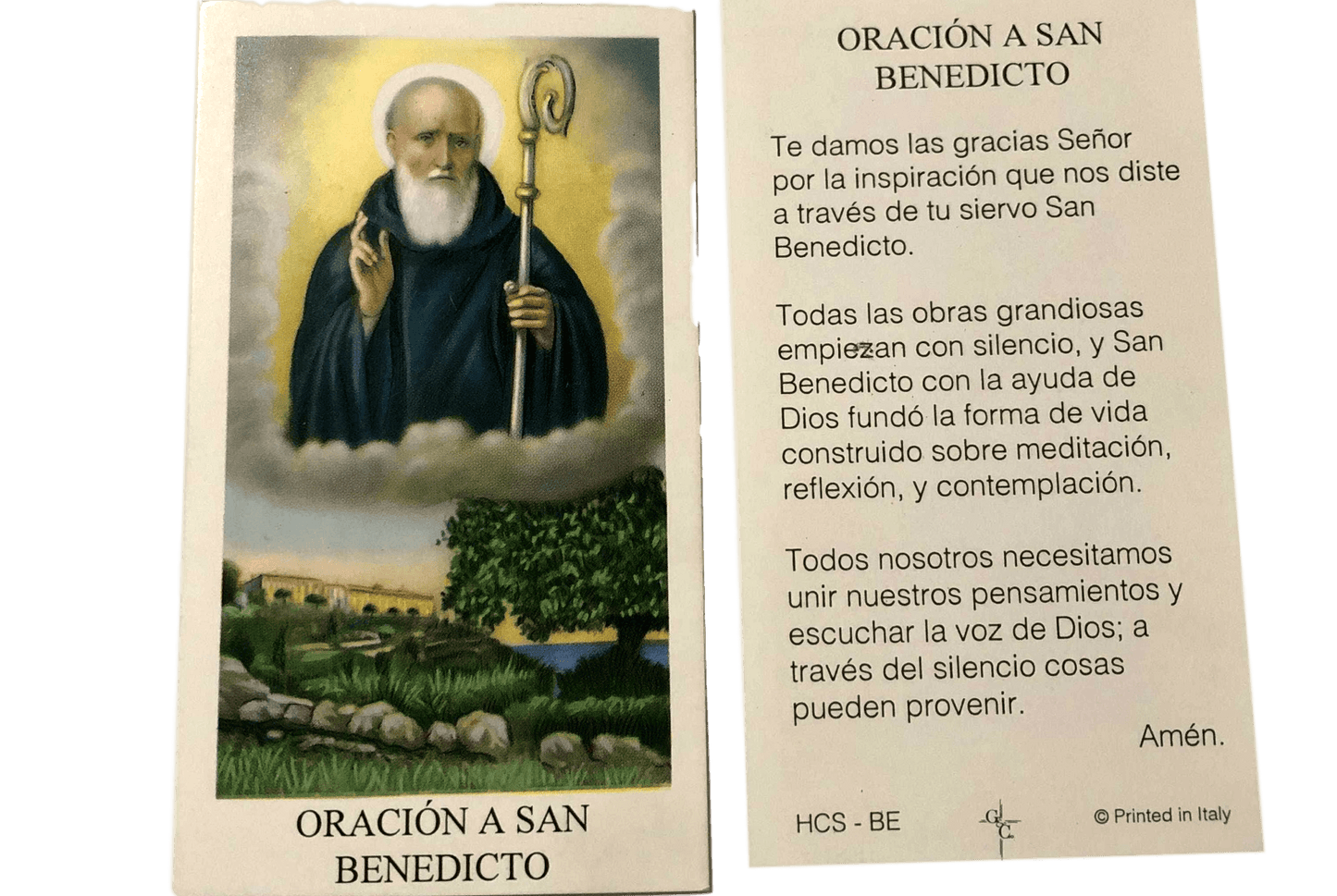 Prayer Card Oracion A San Benedicto SPANISH No Laminated HCS-BE - Ysleta Mission Gift Shop- VOTED El Paso's Best Gift Shop