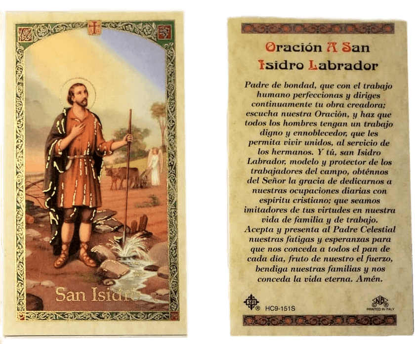 Prayer Card Oracion A San Isidro Labrador SPANISH Laminated HC9-151S - Ysleta Mission Gift Shop- VOTED El Paso's Best Gift Shop