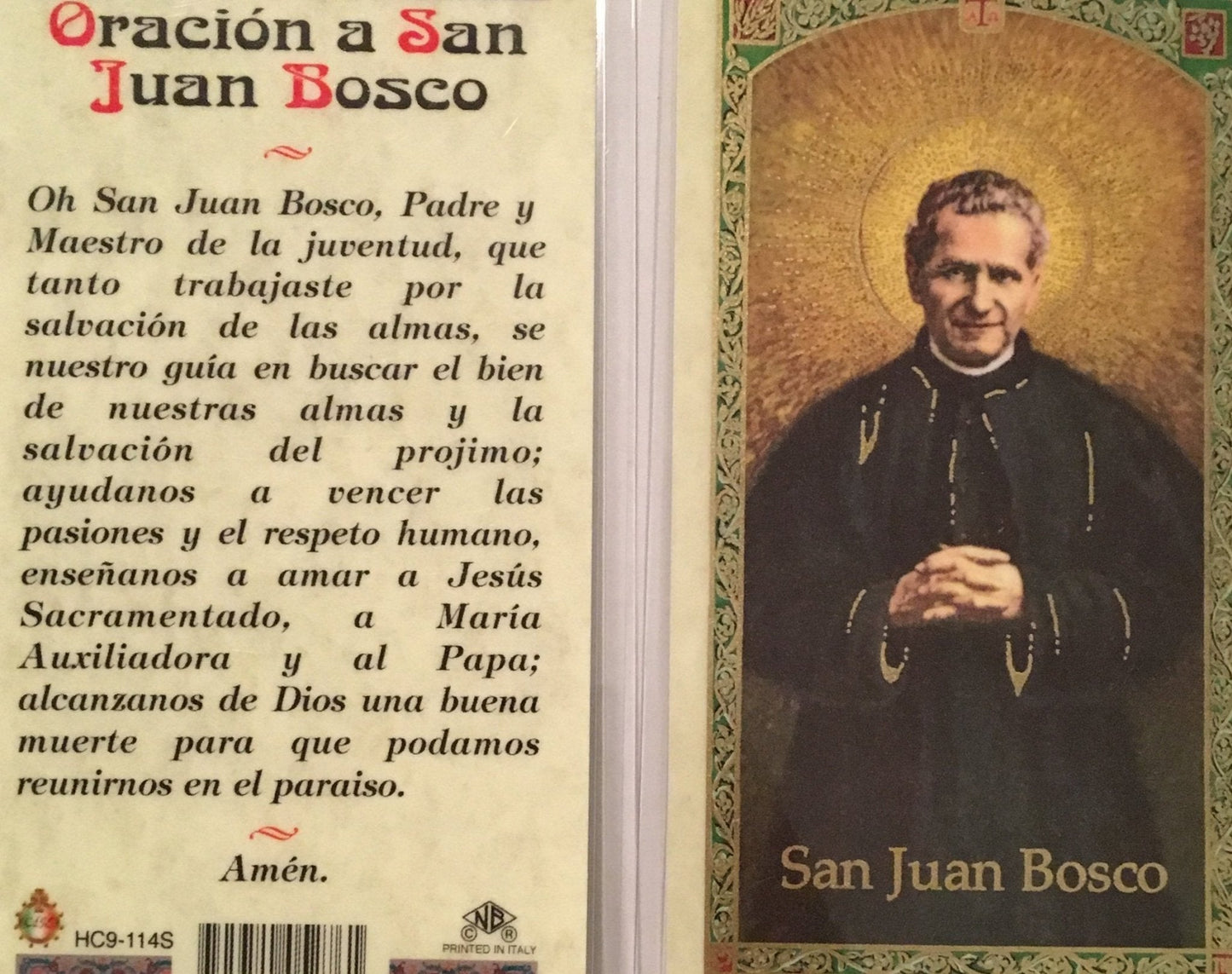 Prayer Card Oracion A San Juan Bosco SPANISH Laminated HC9-114S - Ysleta Mission Gift Shop- VOTED El Paso's Best Gift Shop