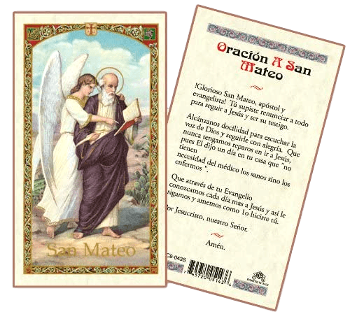 Prayer Card Oracion A San Mateo SPANISH Laminated HC9-043S - Ysleta Mission Gift Shop- VOTED El Paso's Best Gift Shop