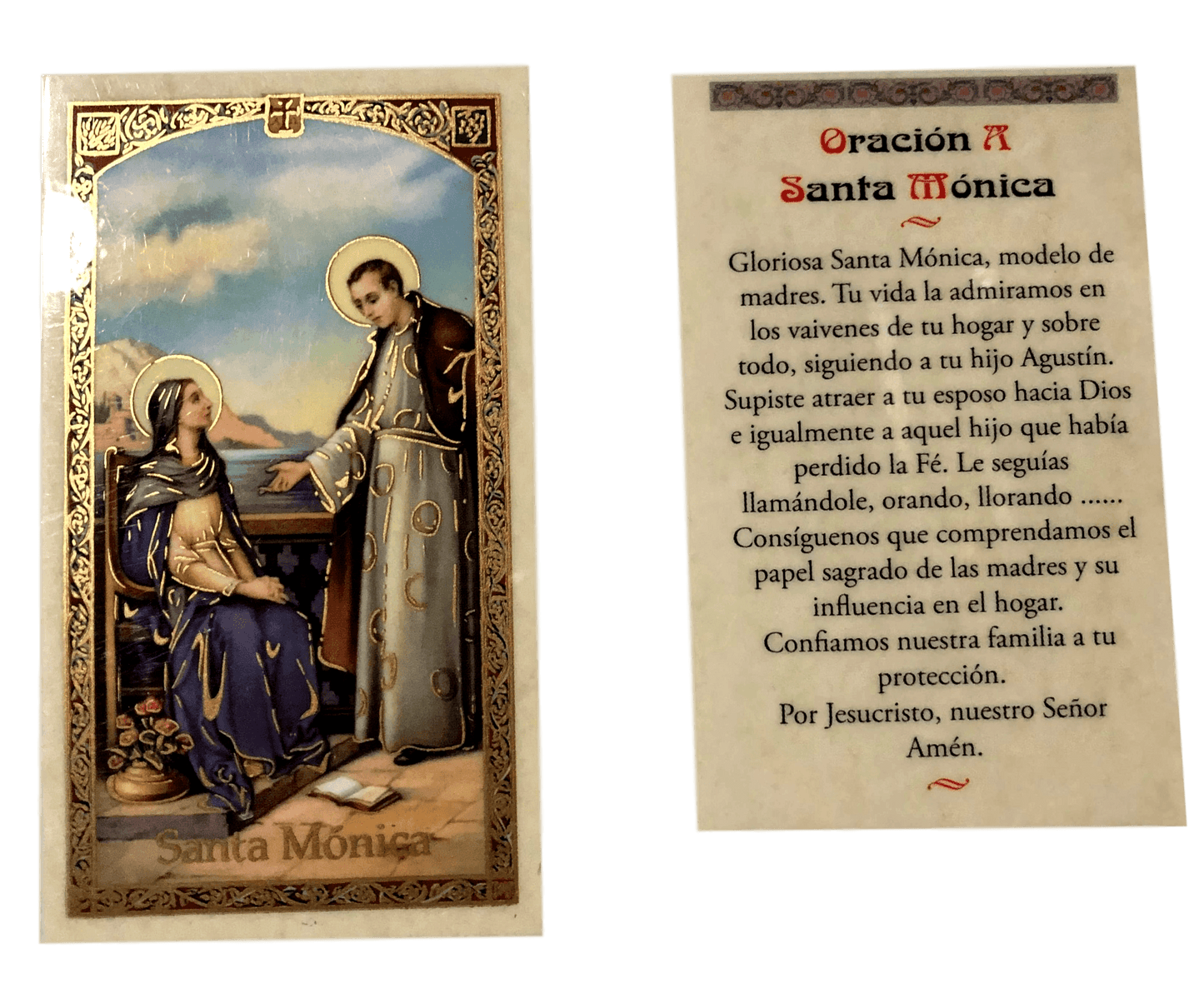 Prayer Card Oracion A Santa Monica Laminated HC9-102S - Ysleta Mission Gift Shop- VOTED El Paso's Best Gift Shop