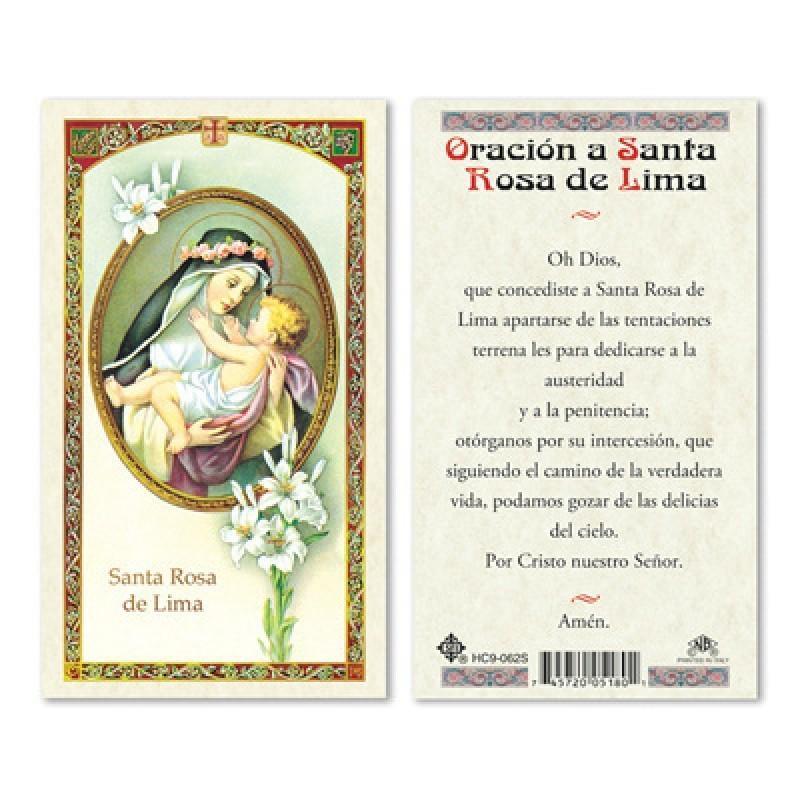 Prayer Card Oracion A Santa Rosa De Lima SPANISH Laminated HC9-062S - Ysleta Mission Gift Shop- VOTED El Paso's Best Gift Shop
