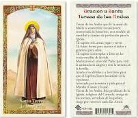 Prayer Card Oracion A Santa Teresa De Los Andes SPANISH Laminated HC9-193S - Ysleta Mission Gift Shop- VOTED El Paso's Best Gift Shop