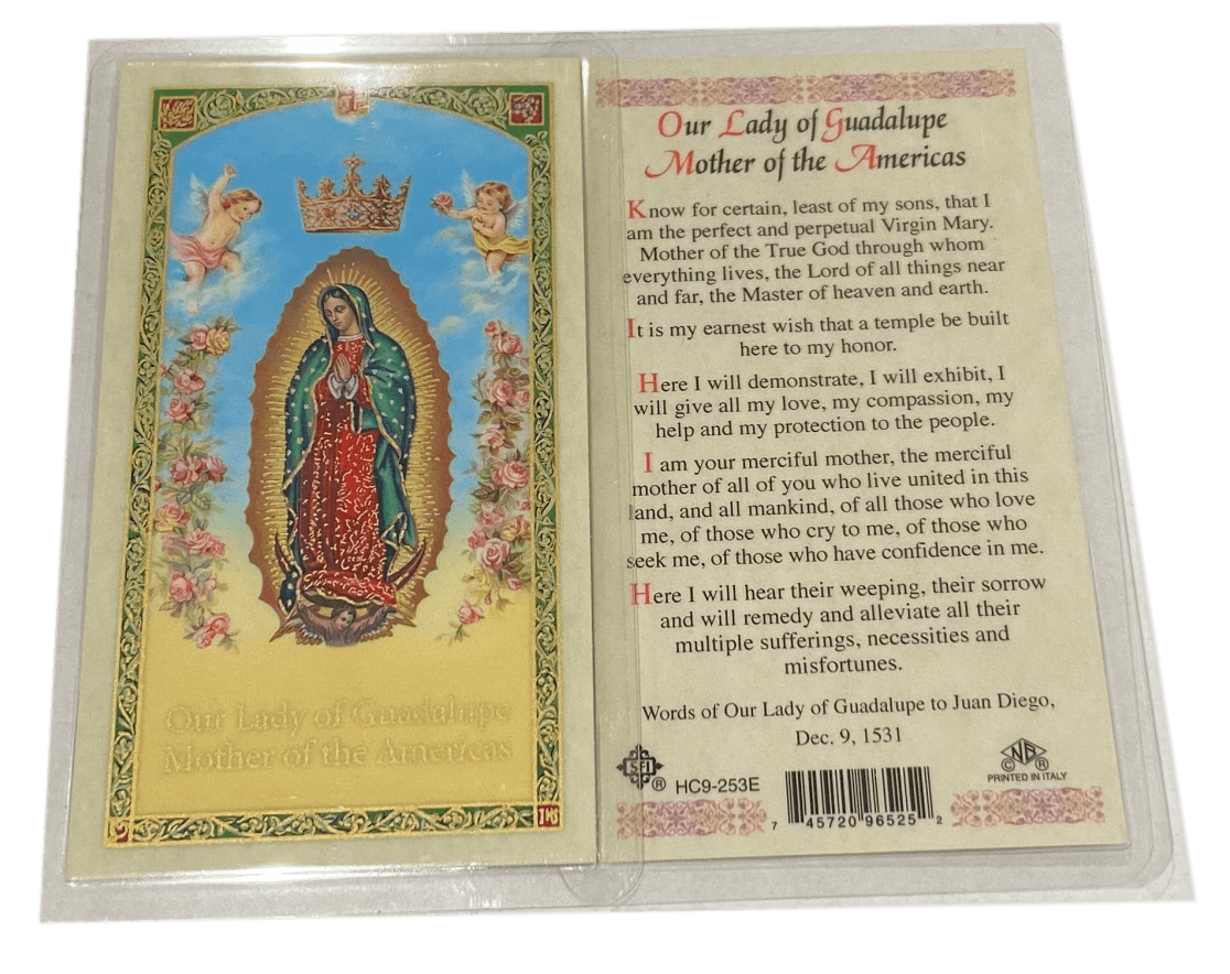 Prayer Card Our Lady of Guadalupe Mother of the Americas HC9-253E Laminated English - Ysleta Mission Gift Shop- VOTED El Paso's Best Gift Shop