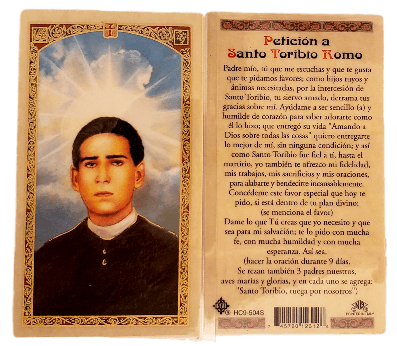 Prayer Card Peticion A Santo Toribio Romo SPANISH Laminated HC9-504S - Ysleta Mission Gift Shop- VOTED El Paso's Best Gift Shop
