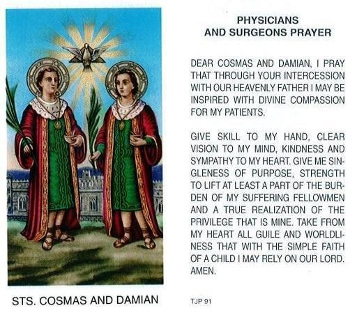 Prayer Card Physicians And Surgeons STS Cosmas & Damian Laminated TJP91 - Ysleta Mission Gift Shop- VOTED El Paso's Best Gift Shop