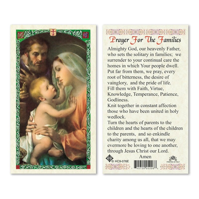 Prayer Card Prayer for Families Holy Family Laminate HC9-076E - Ysleta Mission Gift Shop- VOTED El Paso's Best Gift Shop