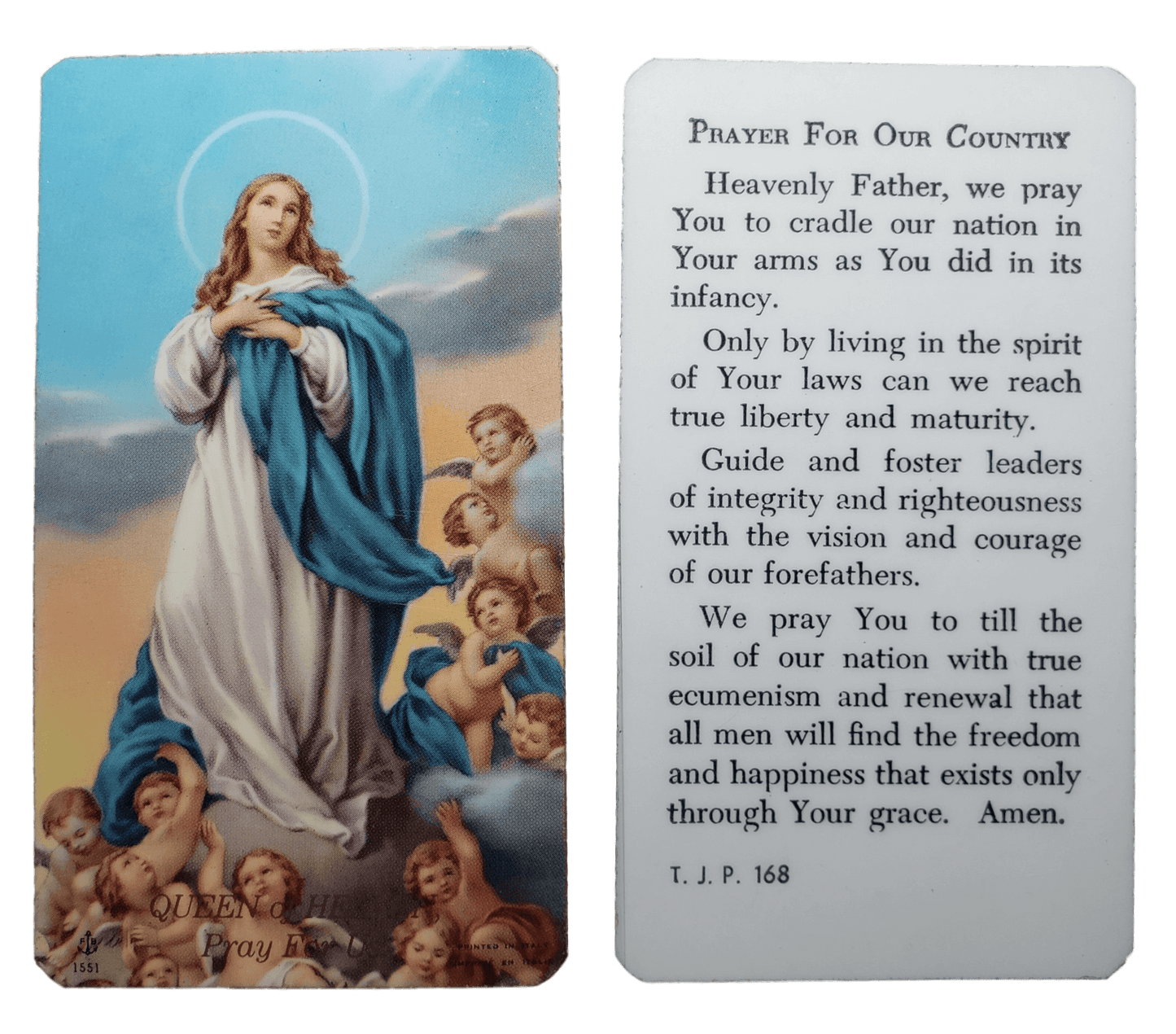 Prayer Card Prayer For Our Country Laminated TJP168 - Ysleta Mission Gift Shop- VOTED El Paso's Best Gift Shop
