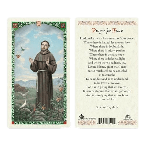 Prayer Card Prayer for Peace Laminated HC9-034E - Ysleta Mission Gift Shop- VOTED El Paso's Best Gift Shop