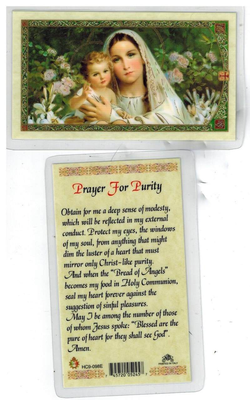 Prayer Card Prayer For Purity Laminated HC9-098E - Ysleta Mission Gift Shop- VOTED El Paso's Best Gift Shop