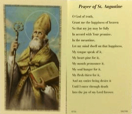 Prayer Card Prayer Of Saint Augustine Laminated AF700 - Ysleta Mission Gift Shop- VOTED El Paso's Best Gift Shop