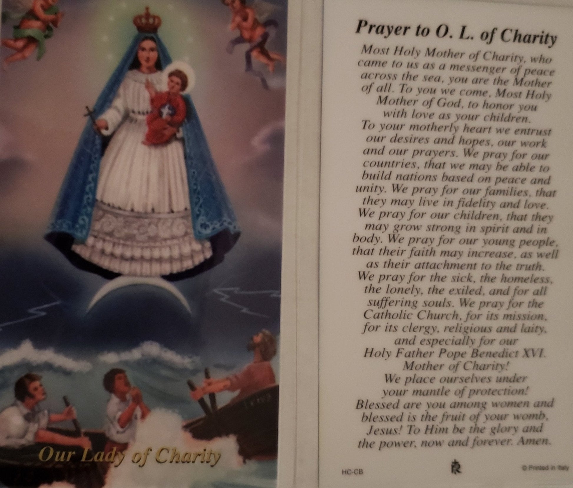 Prayer Card Prayer To Our Lady Of Charity Laminated HC-CB - Ysleta Mission Gift Shop- VOTED El Paso's Best Gift Shop